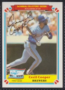 1983 Topps Drake's Big Hitters #6 Cecil Cooper Milwaukee Brewers