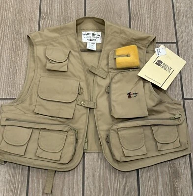 Chaleco de Pesca con Mosca Vintage Raro Wulff Stream Diseños Beige | Talla M Foto 1 de 4