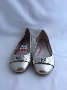 NWT Authentic Coach London Metallic Kid Leather Ballet Flat - Gold Size 7 - Picture 1 of 10