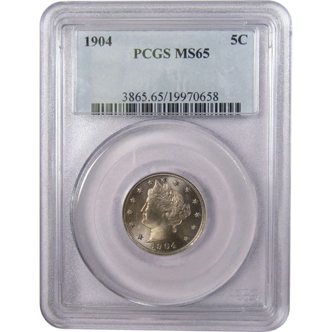 1904 Liberty Head V Nickel 5 Cent Piece MS 65 PCGS 5c US Coin Collectible Cover