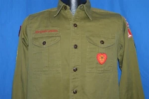 vintage 50s BOY SCOUTS AMERICA BSA HERRIMAN UTAH UNIFORM OLIVE GREEN SHIRT S - Picture 1 of 8