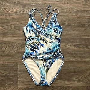 NWT La Blanca 8 Tropical Floral Slimming Swim Bathing Suit One Piece Ruching - Picture 1 of 10
