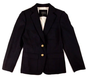 J Crew Womens Rhodes Blazer Petite Size 2, 2P Black 100% Wool E1036 - Picture 1 of 7