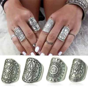 Ring Set Tribal Ethnic Statement Bohemian Boho Hippie Style Jewelry Set of 4 Hot - Picture 1 of 4