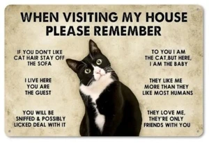Whimsical Feline House Rules Home Decor Vintage Retro Design Decorative Wall Art - Picture 1 of 6