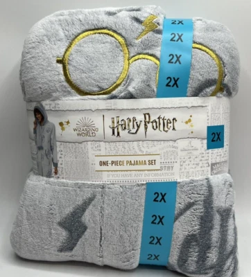 Conjunto de pijama feminino tamanho 2X Harry Potter Wizarding World peça única roupa de dormir cinza - Imagem 1 de 4