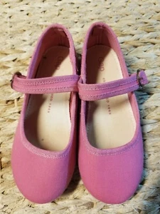 Baby Gap Mary Jane Flat Buckle Girls Shoes Size 10 Pink Raspberry Ballet Fabric - Picture 1 of 6