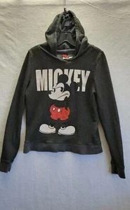 Disney Women's Large Mickey Charcoal Black Pullover Hoodie Graphic Sweater - Picture 1 of 8