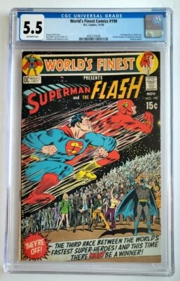World's Finest Comics #198 3rd Superman vs Flash Race Batman cameo 1970 CGC 5.5 - Image 1 of 3