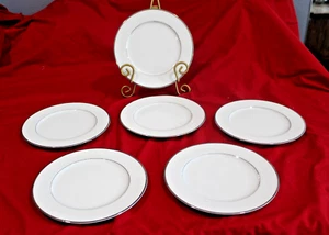 6 Wedding Band by SANGO China Platinum Trim 7 1/2" Salad Plates Japan - Picture 1 of 4