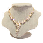 Flower & Pearl Wedding Necklace Crystal Neck Chain Jewelry