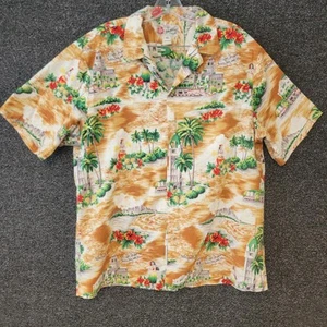 Hilo Hattie Hawaiian Shirt Mens Sz XL Orange Floral Hibiscus Cotton - Picture 1 of 7