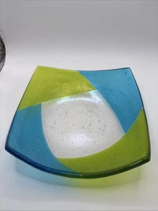 VTG Shepardson Studios - Modernist Iridescent Fused Glass Trinket Dish - Picture 1 of 8