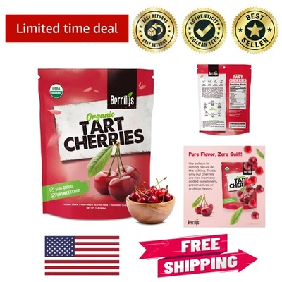 Organic Unsweetened Dried Tart Cherries 1 lb – Perfect for Baking & Snacking - Image 1 of 4