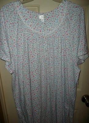 Women's Size 5X (30W-32W) Cotton Nightgown with Side Pockets from Aria NEW - Image 1 of 4