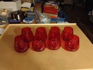 Red Tuscany Lenox Stemless Wine Glasses~Set Of 8~ - Picture 1 of 7