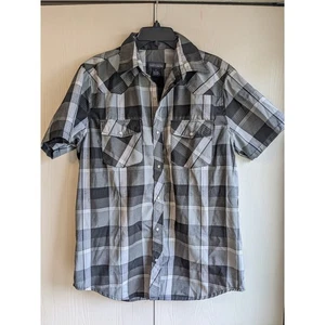 Renegade Men's Short Sleeve Plaid Button Down Gray Shirt Size M - Picture 1 of 4