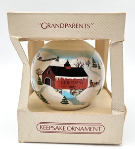 Vintage 1982 Punze Großeltern Weihnachtsschmuck mit Originalkarton - Bild 1 von 7
