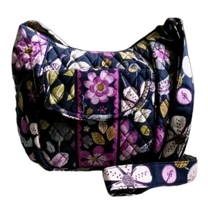 Vintage Vera Bradley Floral Nightingale Small Crossbody Bag Women's Purple&Navy - Picture 1 of 12
