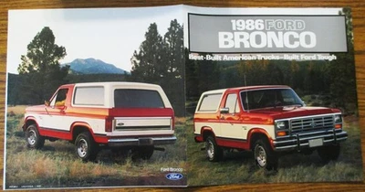 Ford Bronco SUV 1986 Dealers Sales Brochure XLT Eddie Bauer Standard Original 86 - Image 1 of 4