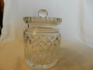 Vintage Clear Glass Canister With Thatched Engravings, Starburst at Bottom - Picture 1 of 5