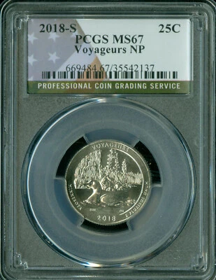 2018 S VOYAGUERS FLAG QUARTER PCGS MS67 FINEST GRADE LOW POP .  - Image 1 of 2