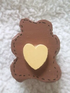 Wooden Hand Painted Handmade Shelf Décor ~ Bear With Heart ~ Brown Color - Picture 1 of 3