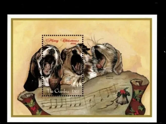 Gambia 1998, perros cantores, hoja de estampillas de recuerdo Scott #2096, MNH lindo filatélico Foto 1 de 2