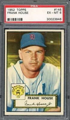 1952 Topps 146 Frank House (RARE: Yellow Tiger Variation) PSA 6 (3946) 30023946 - Image 1 of 2