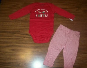 Camisa y Pantalones Baby Girls Carter's MY FIRST VISIT FROM SANTA Talla 3 Meses NUEVOS CON ETIQUETAS - Imagen 1 de 4