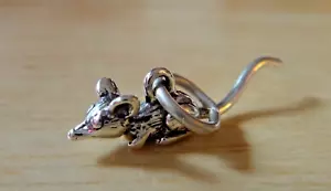 Ciondolo Zodiaco Cinese Argento Sterling 3D 7x20 mm per mouse o topo! - Foto 1 di 4