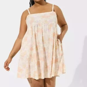 Torrid Kleid 00X Floral Fit Flare Mini Cami Sommerkleid Taschen Babydoll Plus Neu - Bild 1 von 4