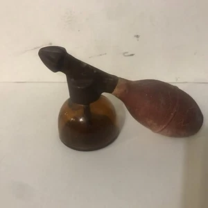VINTAGE BROWN GLASS “DEVILBISS PERFUME”BOTTLE ATOMIZER NO.253 US - Picture 1 of 6