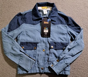 Universal Studios Back To The Future Kinder Blau Langarm Druckknopf Shirt / Größe M - Bild 1 von 9