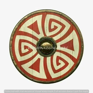 Beautiful Pattern Viking Wooden Shield Battle Ready Home Decor Round Shield 24" - Picture 1 of 3