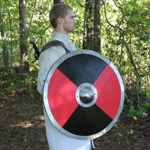 Medieval Round Shield Viking Shield Unique battle Design Shield Wooden 24 inch - Picture 1 of 4