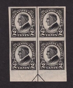1923 HARDING 2c black imperf Sc 611 MNH with original gum arrow block (F2 - Picture 1 of 1