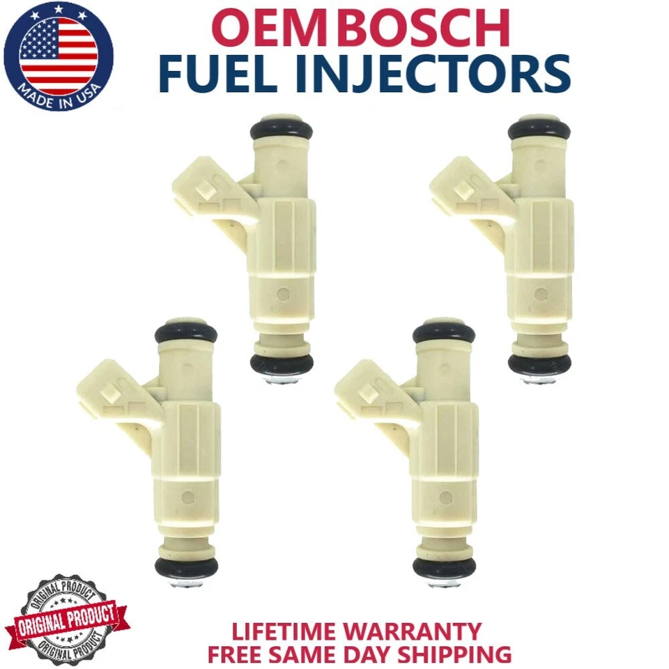 4x OEM Genuine Bosch Fuel Injectors Fit 2002 FORD ESCORT L4 2.0 #0280155796 - Image 1 of 4