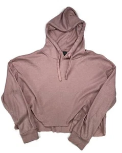 Sudadera con capucha recortada tejida gofre Wild Fable para mujer playa boho rubor rosa talla grande - Imagen 1 de 8
