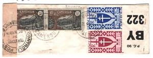 France Libre CAMEROON WW2 Cover Douala DOUBLE CENSOR 1944 Atherstone MA375 - Picture 1 of 16
