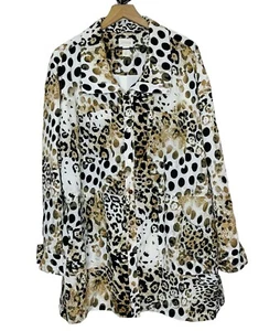 Chicos Animal Print Utility Jacket Size 4/XXL 20/22 Pockets Long Sleeve - Picture 1 of 5