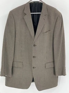 Michael Kors Blazer Men 46 L Long Brown 3 Button Tweed Wool Suit Jacket - Picture 1 of 13