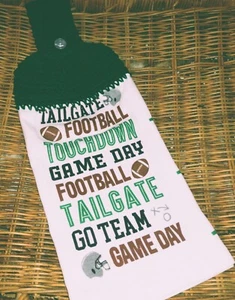Crochet Top Football Hanging Kitchen Dish Towel (Full) - Picture 1 of 1