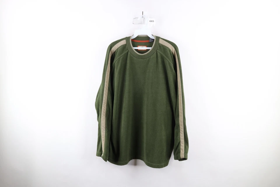 Vintage Horny Toad Mens Large Faded Color Block Fleece Crewneck Sweater Green - Image 1 of 4
