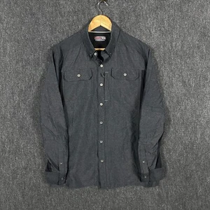 Wrangler Outdoor Mens Medium Long Sleeve Button Down Shirt Charcoal Grey Nylon - Picture 1 of 12