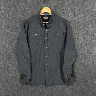 Wrangler Outdoor Mens Medium Long Sleeve Button Down Shirt Charcoal Grey Nylon - Image 1 of 4