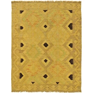 New Overdyed Kilim Hand-Knotted Oriental Woolen Area Rug Kilim 3'6x4'7 ft B29199 - Picture 1 of 8