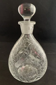 Vintage MCM Blenko Art Glass Pinched Crackle Hand Blown Decanter - Picture 1 of 7