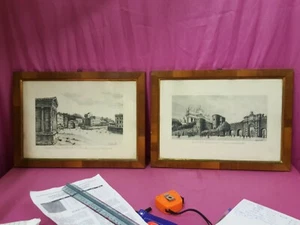 Coppia cornici da incisione legno cm. 41x28 luce  frames  Sec. XX C4 ^ - Imagen 1 de 8