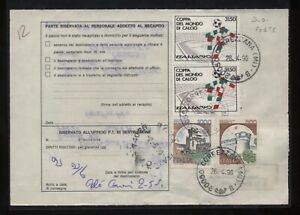 Repubblica 1988 Italia '90 lire 3150 coppia usata con doppia stampa nero N2349